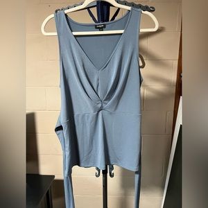 Express, blue tank top with tie detail